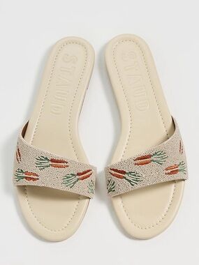 STAUD Gracie Beaded Leather Sandals (size 38)